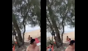 Quay trộm cặp đôi làm tình bên bãi biển